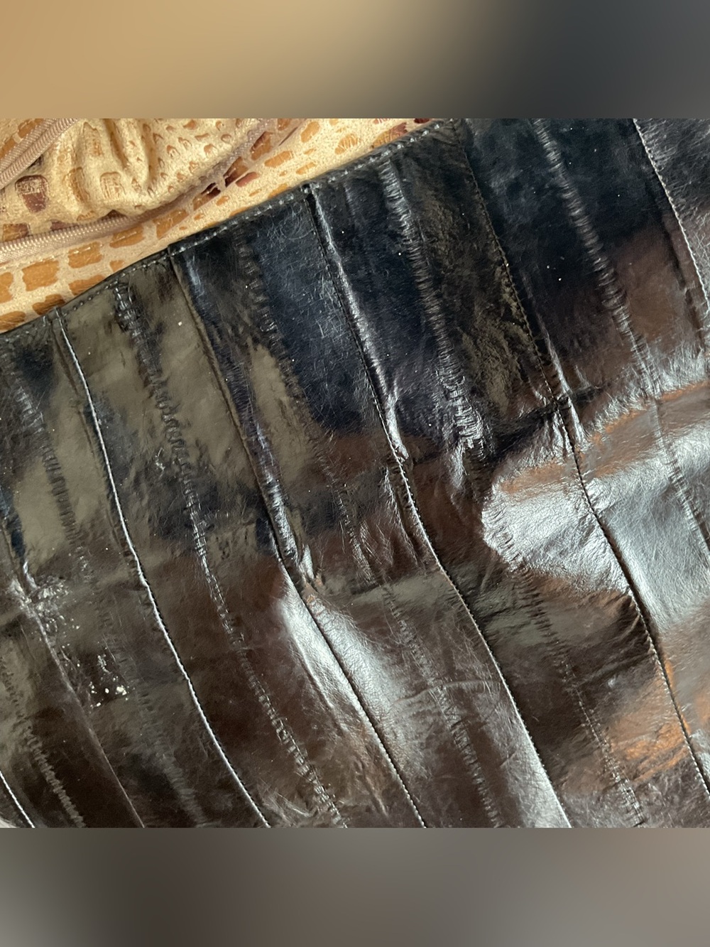 Makki eel skin black crossbody/clutch 12”x 6” - Picture 5 of 8